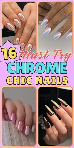 Chrome Nail Designs, Chrome Manicure, Chrome Nail Art, Chrome Nails Designs, Pink Chrome, Chrome Nail, Classic French Manicure, Coffin Shape Nails