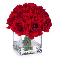 PRICES MAY VARY. 【Flower Type】 Red Artificial Silk Rose Flowers 【Product Size】Overall dimension of faux roses in vase is approx 8H x 8W inches, The cube clear glass vase is approx 4H x 4W inches 【Unique Designs】Each rose bouquet arrangements in vase is handcrafted. The faux rose flower is made of high-grade silk, the fake flower stem is wrapped in plastic wire, the clear glass vase is crafted with thick glass and a stable bottom to ensure durability, and the acrylic faux water can firmly combine Red Rose Clear Vase, Fake Rose Vase, Rose Flower Colors, Red Roses Centerpieces, Fake Flower Arrangements, Rose Flower Arrangements, Faux Hydrangea, Artificial Floral Arrangements, Rose Centerpieces