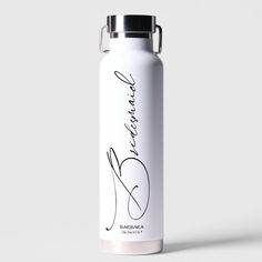 a white water bottle with the word love written on it