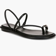 New Without Box. Womens Size 9m/Eu 40 Modern Black Toe Loop Sandals, Sleek Black Flat Sandals, Elegant Black Toe Loop Sandals, Chic Black Toe Loop Sandals, Toe Ring, Toe Rings, Sandal Women, Women's Shoes Sandals, Leather Sandals