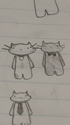 two drawings of cats and a cat in different outfits