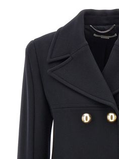 100% wool Versace Shop, Double Breasted Coat, Luxury Dress, Jeans Jumpsuit, Personalized Accessories, Chic Woman, Yoga Wear, Dress Codes, Black Coat