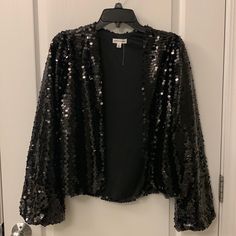 Nwot Has Gorgeous Big Sequins All Over! Looks So Freaking Cute On! Bottom Of The Sleeve Part (Where Your Wrist Is) Has An Elastic That Results In The Balloon Sleeve Style! The Jacket Doesn’t Have A Closure But You Can Possibly Put Something On The Bottom Of The Jacket To Close It Up. Glamorous Long Sleeve Outerwear For Costume Party, Black Party Outerwear For Party Season, Black Sequined Outerwear For Party Season, Holiday Night Out Long Sleeve Outerwear, Holiday Night Out Outerwear Long Sleeve, Black Long Sleeve Outerwear For Party Season, Black Outerwear For Party Season Night Out, Black Holiday Party Outerwear, Black Holiday Outerwear