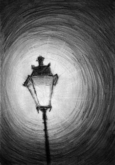 a black and white drawing of a street light