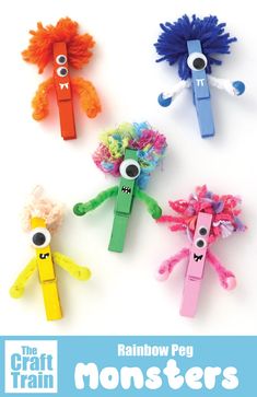 the craft train monster hair clips are made with construction paper and pom poms