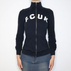 French Connection Logo Zip Up (XS-S) Connection Logo, The 2000s, French Connection, Fashion Killa, I Dress, Pretty Outfits, Fashion Inspo Outfits, Mock Neck, Clothing Brand