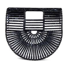 Cult Gaia Ark Mini Cutout Acrylic Top-Handle Bag Color Black New * Cult Gaia "Ark" Top Handle Bag In Cutout Acrylic Cutout Top Handles Open Top Unlined Approx. 8.5"H X 9.1"W X 2.6"D Spot Clean Imported About Cult Gaia: Cult Gaia Creates Women"S Shoes And Handbags That Capture The Unique Combination Of Artwork And Utility. Every Design Features A Head-Turning Structural Quality. Black Shoulder Bag As Fashion Accessory, Elegant Black Shoulder Bag With Bamboo Handle, Black Rectangular Shoulder Bag With Bamboo Handle, Black Shoulder Bag With Bamboo Handle, Evening Rectangular Shoulder Bag With Bamboo Handle, Evening Shoulder Bag With Bamboo Handle, Modern Clutch Shoulder Bag, Chic Evening Satchel With Bamboo Handle, Black Shoulder Bag With Bamboo Round Handle