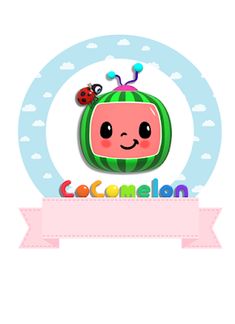 the logo for cocomelon with a ladybug sitting on top of it