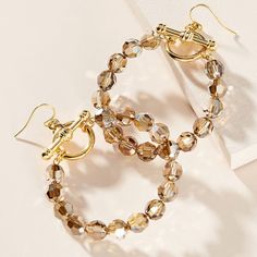 Nwt Anthropologie, La Designer Chan Luu, Beaded Hoop Earrings, Swarovski Crystals, Gold Plated Metal, 2.5” L, 2” W Perfect For Fall And Winter Elegant Party Hoop Earrings With Faceted Beads, Elegant Gold Hoop Earrings With Colorful Beads, Hoop Jewelry With Faceted Beads, Party Hoop Jewelry With Faceted Beads, Small Hoop Earrings With Faceted Beads, Elegant Gold Hoop Earrings With Faceted Beads, Gold Hoop Earrings With Faceted Beads, Gold Crystal Earrings With Faceted Beads, Adjustable Gold Hoop Earrings With Faceted Beads