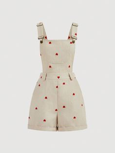 Apricot Casual Collar Short Sleeve Polyester Fruit&Vegetable,All Over Print Overall Embellished Non-Stretch  Women Clothing Mito Uzumaki, Jumpsuit Satin, Suspender Jumpsuit, Cottagecore Outfits, Classy Casual Outfits, Classy Casual, Date Outfits, Really Cute Outfits