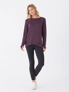 Our most popular sweatshirt, the Leanna tulip-hem tunic is made from our FeatherLoop Fleece and is literally one of the softest tops you will ever put on. Made from brushed TENCEL Modal, this breathable, versatile sweatshirt can be paired with anything from leggings to your favorite jeans. Fall Layering Tops With Thumbholes, Fall Crew Neck Versatile Activewear, Versatile Crew Neck Fall Activewear, Versatile Fall Activewear Crew Neck, Versatile Crew Neck Activewear For Fall, Cozy Fit Top For Fall Layering, Comfortable Fit Tops For Layering In Fall, Fall Soft Texture Tops For Loungewear, Soft Texture Tops For Fall Loungewear