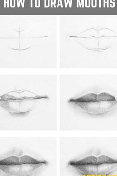 how to draw lips with pencils in stages and then, step by step instructions