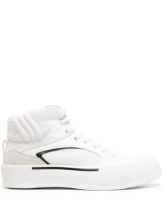 white/black calf leather front lace-up fastening panelled design suede panelling pull-tab at the heel signature Seal logo embroidered logo to the rear mesh panelling logo at the sole logo-embossed tongue embossed logo to the side round toe leather lining branded insole chunky rubber sole To lessen the environmental impact and to reduce cotton consumption, Alexander McQueen will no longer be providing a dust bag with its sneakers. We've partnered with Good On You — an independent agency that rate Designer High-top Sneakers With Embossed Logo For Streetwear, Luxury White High-top Sneakers With Embossed Logo, Luxury High-top Sneakers With Embossed Logo, Designer White High-top Sneakers With Embossed Logo, Custom Leather High-top Sneakers With Embossed Logo, Calf Leather High-top Sneakers With Textured Sole For Streetwear, Modern Leather High-top Sneakers With Boost Midsole, Calf Leather High-top Sneakers With Abzorb Midsole For Streetwear, Leather Sneakers With Boost Midsole, Medium Fit