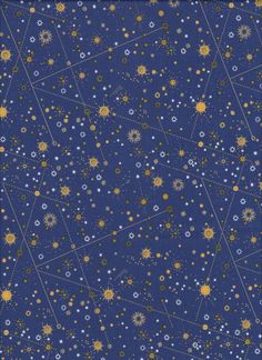 a blue background with yellow and white stars