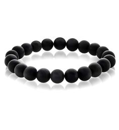 Wear this sharp and stylish bead bracelet to reflect your unique style. The stretch bracelet has 20 natural stone beads contrasting one matte onyx bead each measuring 3/8 inches wide. | Matte Onyx 10mm Stone Bead Stretch Bracelet | 1-800-Flowers Everyday Gift Delivery Men's Polished 10Mm Natural Stone Bead Stretch Bracelet Black Onyx Bracelet, Everyday Gifts, Stylish Bracelet, Onyx Bracelet, Onyx Bead, Onyx Stone, Jewelry Online Shopping, Beaded Stretch Bracelet, Black Matte