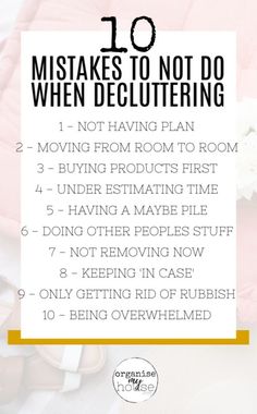 the top ten steps to not do when decluttering with text overlay