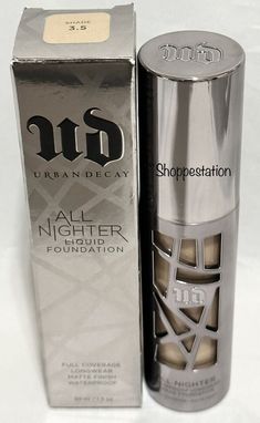 Urban Decay All Nighter Liquid Foundation Full Coverage Waterproof Matte  Shade 3.5 Full Size 1oz / 30ml Condition is New In Box.  Ship by USPS First Class Package Urban Decay Foundation, Foundation Full Coverage, Silver Makeup, Waterproof Foundation, Urban Decay All Nighter, All Nighter, Full Coverage Foundation, Too Faced Foundation, Month Gifts