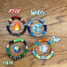 Love the elements and want to wear a bracelet inspired by them?️ Then these bracelets will be perfect for you! Each bracelet is stretchy enough to fit an average sized wrist. However, if a bigger or smaller size is needed please contact me when placing your order!  It is recommended you don't get these bracelets wet. The Owl House Inspired Bracelets, Group Bracelets Ideas, Summer Camp Bracelets, Casual Friendship Charm Bracelet With Round Beads, Casual Charm Bracelet With Round Beads For Friendship, Multicolor Themed Stretch Bracelet For Friendship, Avatar Bracelet, Glass Beads Bracelet Ideas, Mable And Dipper