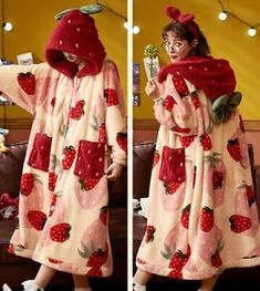 Find ideas๏ฟฝand inspiration for Japanese Lolita sweet strawberry bathrobe women hooded Warm pajamas Nightwear, Intimates & Sleep Plush Robe, Mode Kawaii, Mia 3, Kawaii Fashion Outfits, Cute Pajamas, Swaggy Outfits, Kawaii Clothes, Character Outfits, Fesyen Wanita