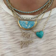 If you love turquoise as much as I do, you will fall head over heels for this beautie. Available in 14k yellow, rose, or white gold 2.27ctw turquoise Necklace measures 16" in length including 3" continuous extender Stones cover 7.5" By Curated by AB Necklace With Diamond, Diamond Frame, Turquoise Heart, Heart Gemstone, Jewelry Inspo, Yellow Rose, Collar Necklace, Diamond Stone, Heart Necklace