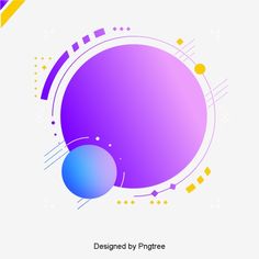 an abstract purple and yellow background with circles, lines, and dots in the center