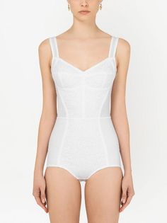 Dolce & Gabbana floral-lace Corset Bodysuit - Farfetch Denim Bodysuit, Corset Bodysuit, Bodysuit White, Denim Corset, Trust You, Twill Shirt, White Bodysuit, Lace Corset, Blouse Online