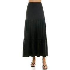 Dress up or down in effortless style with the Derek Heart Juniors High Rise Tiered Maxi Skirt. This comfy and chic skirt features a flattering high-rise waist with an elastic waistband for a secure, yet comfortable fit. Crafted from our signature "brushed yummy" jersey fabric, it's luxuriously soft against your skin and drapes beautifully. The tiered design adds a touch of movement and dimension, with each tier featuring delicate gathering at the top. Size: M.  Color: Black.  Gender: female.  Age Group: adult. Chic Skirt, High Waisted Pleated Skirt, Gold Outfit, Chic Skirts, Tiered Maxi Skirt, Jersey Skirt, Work Wear Women, Beauty Clothes, Leather Mini Skirts