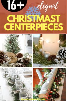 christmas centerpieces with pine cones and candles