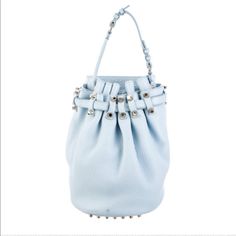 Beautiful Bag In A Beautiful Color!! New With Tags!! Comes With Dust Bag Rare Color!! Large Alexander Wang Bucket Bag. Baby Blue, Genuine Leather And Silver Hardware. Great Condition!!! Just A Minor Stain (Shown In Picture) Designer Blue Bucket Bag With Dust Bag, Designer Blue Shoulder Bag With Silver-tone Hardware, Designer Blue Bucket Bag, Luxury Blue Bucket Bag For Shopping, Designer Light Blue Formal Bags, Blue Luxury Pouch Bucket Bag, Silver Bucket Bag With Silver-tone Hardware, Luxury Blue Pouch Bucket Bag, Silver Bucket Bag With Silver-tone Hardware For Formal Events