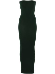 forest green stretch-jersey bodycon design strapless unlined straight hem mid-length Green Stretch Bodycon Dress With Straight Neckline, Green Bodycon Dress With Straight Neckline, Green Midi-length Bodycon Dress, Elegant Green Elastane Bodycon Dress, Green Maxi Length Bodycon Dress For Night Out, Chic Green Elastane Bodycon Dress, Green Bodycon Midi Length Maxi Dress, Chic Green Maxi Length Bodycon Dress, Green Midi Dress With Straight Neckline For Evening