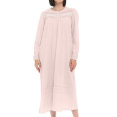 This soft 100 percent cotton poplin nightgown for women from Alexander Del Rossa is comfortable, durable, and classy. Made from a premium 100% cotton fabric, this women's vintage looking nightgown is breathable and easy on the skin. Designed with you in mind, this victorian nightgown is perfect for lounging around the house - even when guests are present. Round neck with lace trim, slightly puffed sleeve cap with long set-in sleeves and buttoned sleeve cuffs trimmed with cotton lace and adorned with pintucks. Pockets! Yes, finally a white Victorian nightgown with deep pockets. Back is double layered at the back yoke and gathered underneath. These summer nightgowns for women soft cotton feature a traditional A-line adorned with pintucks and an ankle length hem. Gorgeous.