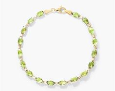 14K Yellow Gold Peridot Line Bracelet. Colorful oval peridot are aligned and tastefully set in yellow gold to create this vibrant line bracelet. Flexible and light, it is perfect to bring the pop of color you need. Oval Green Bracelets Fine Jewelry, Fine Jewelry Green Oval Bracelets, Green Oval Bracelets Fine Jewelry, Girly Bracelets, Ring Concierge, Gemstone Bracelets, Ring Sets, Loose Diamonds, Color Pop