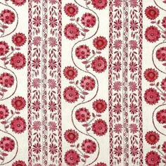 red and white fabric with flowers on it