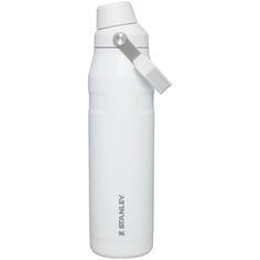 a white water bottle with a silver lid