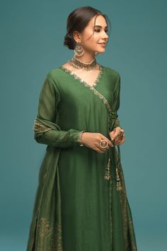 Reema (Three Piece)-Restocked – Zaaviay Global Traditional Raw Silk Lehenga With Dabka Details, Traditional Raw Silk Salwar Kameez With Dabka, Elegant Green Sharara With Dabka, Elegant Green Sharara With Dabka Detailing, Elegant Green Chanderi Lehenga, Elegant Green Silk Anarkali Set, Designer Silk Traditional Wear With Dabka Details, Designer Traditional Wear With Dabka On Silk, Tussar Silk Kurta With Sheer Dupatta For Wedding