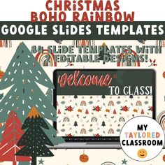 christmas google slides templates with holiday trees