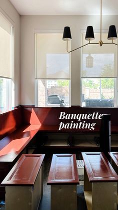 high gloss red paint banquette, breakfast nook Paint Guide, Diy Paint Projects, Kitchen Banquette, Paint Tips, High Gloss Paint, Learn How To Paint