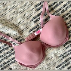 Victorias Secret Pink Lightly Lined T-Shirt Bra In Blush. New Without Tags From A Smoke Free Home. Fitted Pink Soft Touch Top, Fitted Soft Touch Pink Tops, Sleep Wear, Shirt Bra, Pink Tshirt, T Shirt Bra, Victoria's Secret Pink, Women Lingerie, Secret Pink