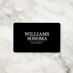 a black and white business card with the words williams sonoma on it