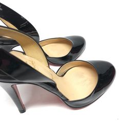 Brand: CHRISTIAN LOUBOUTIN Style: SANDALS LUXURY DESIGNER Color: BLACK Size: 5.5 SKU: 293-29311-80237 CONDITION: GOOD - moderate wear on soles, dirty inside, imperfections/wear on stiletto heel, includes dust bag Black Sandals With Red Sole And Ankle Strap, Black Closed Toe Formal Sandals, Black Sandals With Red Sole For Evening, Black Open Heel Heels With Red Sole, Black Sandals With Red Sole And Open Toe, Black Open Toe Sandals With Red Sole, Black Open Toe Heels With Red Sole, Classic Black Sandals With 4-inch Heel, Classic Black Ankle Strap Heels