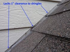 roof shingles are labeled in blue on the side of a house