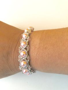 Bracelets Hippie, Owl Pendant Necklace, Womens Bracelet, Sea Glass Bracelet, Hematite Necklace, Pink Pearls, Hippie Bracelets, Pink Swarovski, Pink And Silver