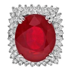 1stdibs Ruby White Gold 18.80 Carats Red 14K Solid Ring