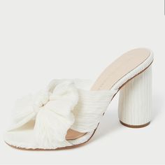 Worn Once Slight Wear On The Bottoms As Pictured Heels Bride, White Block Heels, Loeffler Randall Shoes, Organza Top, Mocha Color, Bow Heels, Beautiful Gift Wrapping, Heeled Sandal, Loeffler Randall