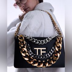 - Authentic - Never Been Worn - Tag Included But Not Attached Tom Ford Bag, Cute Handbags, Chain Crossbody Bag, Chain Bag, Mode Vintage, Chain Shoulder Bag, Metallic Logo