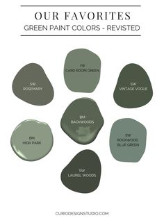 four different shades of green paint with the words our favorites