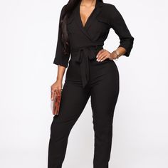 Reposhing This Item I Purchased. I Love It But It’s Too Long. I’m Only 5’ Tall And It Hangs Over My Shoe. Never Worn, Just Tried It On. It’s In The Same Condition As The Original Photos. Black V-neck Jumpsuits And Rompers With Pockets, Black V-neck Jumpsuit With Pockets, Pockets Overall Jumpsuit For Night Out, Fitted Black V-neck Pantsuit, Casual Black Jumpsuits And Rompers For Office, Casual Black Jumpsuit For Office, Black V-neck Jumpsuits And Rompers For Office, Office V-neck Black Jumpsuit, Black V-neck Jumpsuit For Office