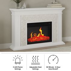 an electric fireplace with the instructions on how to use it