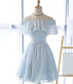 Simple Short Bridesmaid Dresses, Simple Homecoming Dresses, Long Formal Gowns, Blue Party Dress, Cute Prom Dresses, Off Shoulder Fashion, Short Homecoming Dress, Short Prom Dress, Short Bridesmaid Dresses