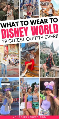 Planning a vacation to the happiest place on Earth? Make sure you're dressed for success by checking out this guide to what to wear in Disney World. From comfortable clothes that will keep you cool in the Florida heat, to outfits perfect for enjoying the parks, we've got you covered! Orlando Trip Outfits, Walt Disney Outfits Ideas, How To Dress For Disney World, Clothes For Disney World, Disney Outfits Characters, Orlando Outfits Spring, Orlando Florida Outfits Winter, Disney Parks Outfits Spring, Disney Attire For Women